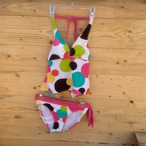 Club Too Limited size 14,  2 piece multicolor polka doted bikini.